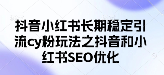 抖音小红书长期稳定引流cy粉玩法之抖音和小红书SEO优化-佰校通网创