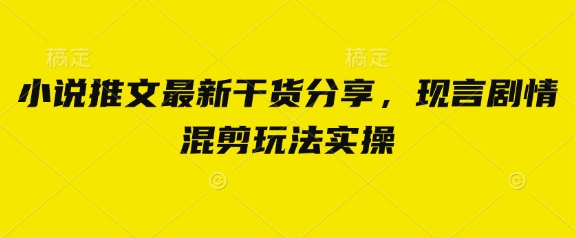 小说推文最新干货分享,现言剧情混剪玩法实操-佰校通网创