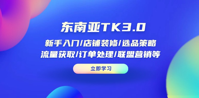 （14208期）东南亚TK3.0：新手入门/店铺装修/选品策略/流量获取/订单处理/联盟营销等-佰校通网创