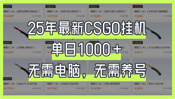（14178期）25年最新CSGO挂机系统，单日1000+，无需电脑，无需养号，0基础可上手-佰校通网创